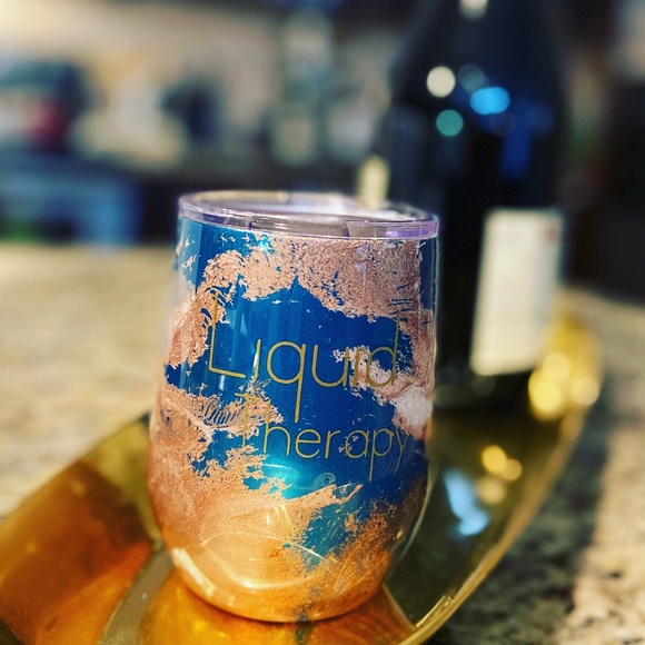 Customized marble 6oz wine tumbler w/ lid. - Picture 1 of 5